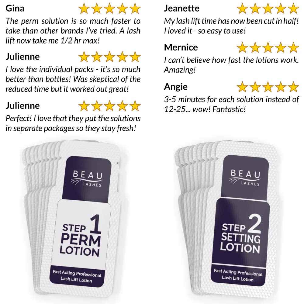 10 Sets Of Lash Lift Lotions For Professionals - For Perming, Curling and Lifting Eyelashes | Semi Permanent Salon Grade Supplies For Beauty Treatments | 10 Treatments