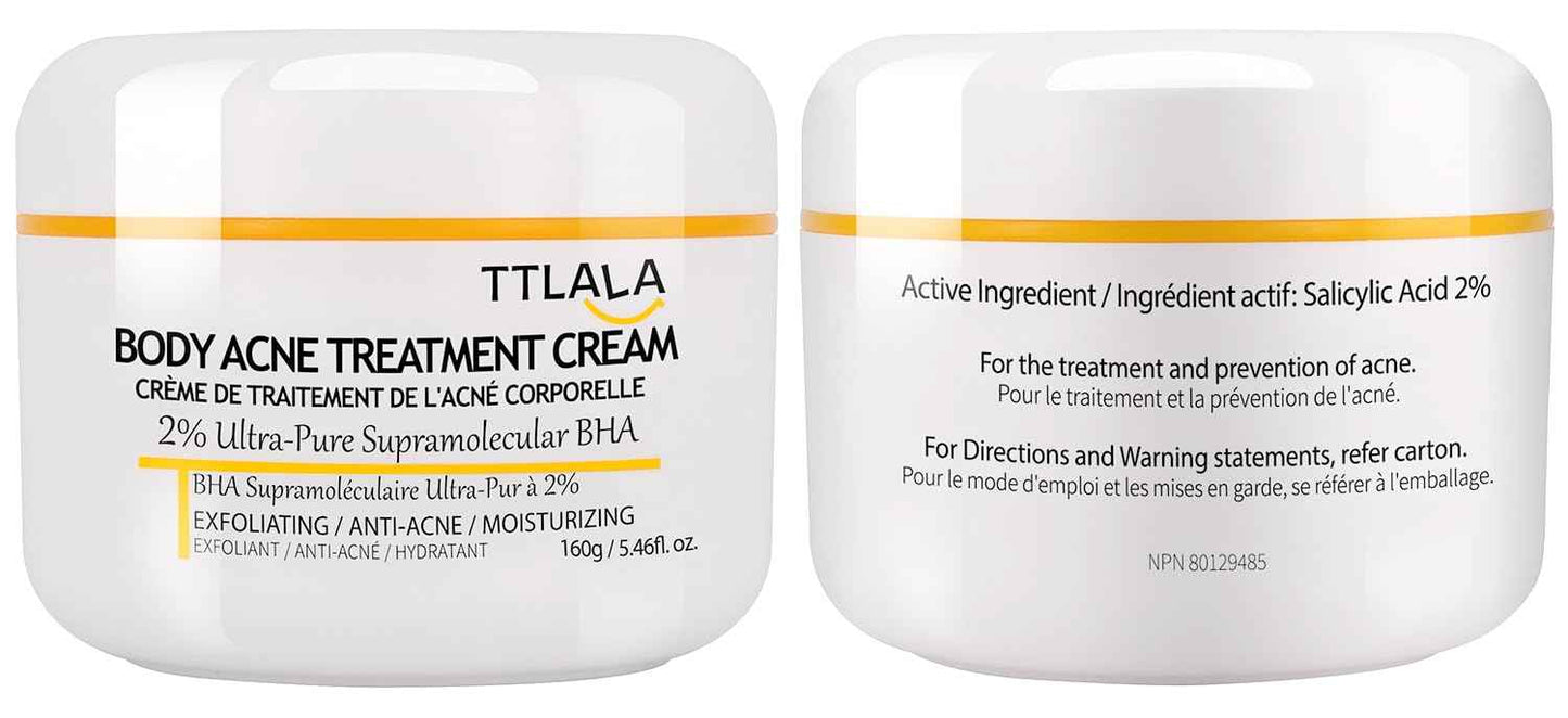 Butt Acne Clearing Treatment, Moisturizer Cream with 2% Salicylic Acid, Tea Tree Oil & Witch Hazel, Body Back Acne Treatment, Cystic Acne Treatment for Skin Delicate and Smooth 5.4oz