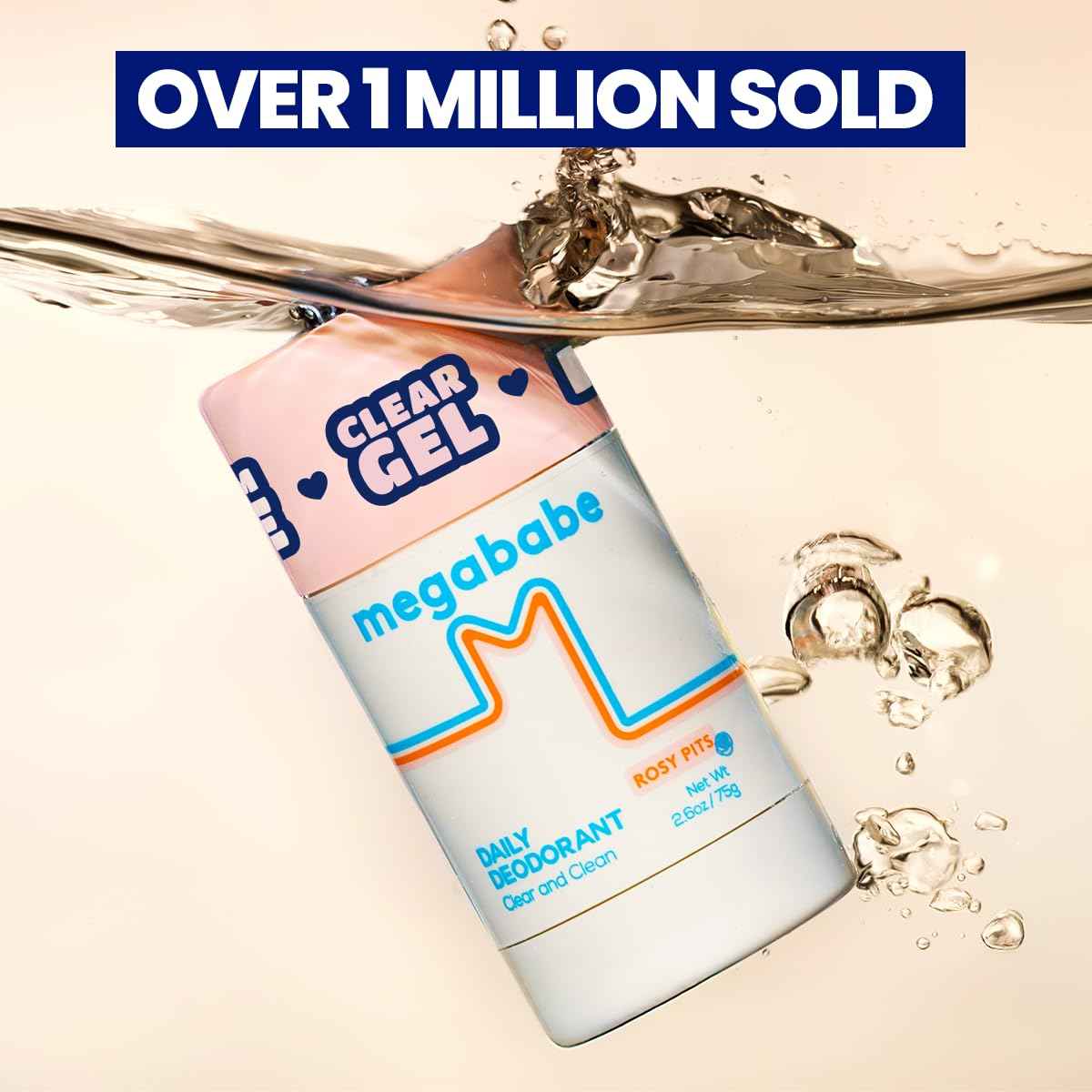 Megababe Daily Deodorant - Rosy Pits | 72 hour Odor Protection | Aluminum-Free, Clear & Clean | 2.6 oz - 2 Pack