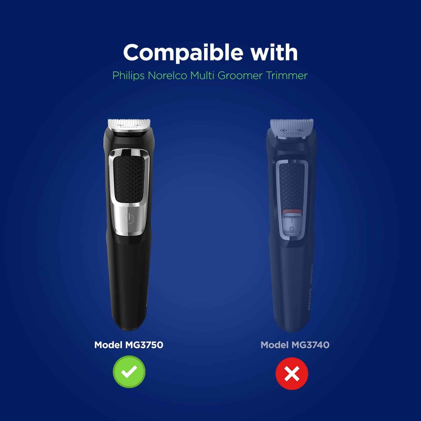 Stand Charger for Philips Norelco Multi-Groomer 3000 Trimmer Models, Free-Standing Charging Dock Base, USB Powered, LED Indicator (MG3750 Single-Pin Models Only)