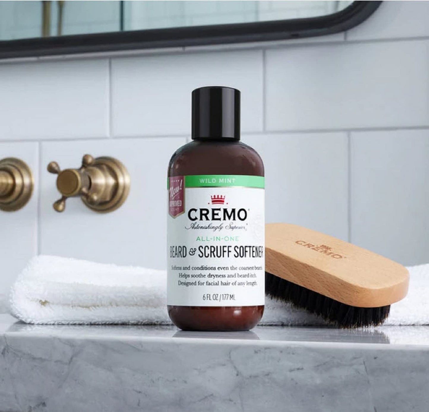 Cremo Wild Mint Beard & Scruff Softener, Softens and Conditions Coarse Facial Hair of All Lengths in Just 30 Seconds, 6 Fl Oz