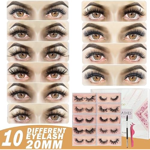 GOO GOO 3D Mink Eyelashes, 16mm to 25mm Wholesale Mink Lashes 100% Real Siberian Natural Fake Eyelashes Luxury Reusable Handmade False Eyelashes 10 Pairs Multipack