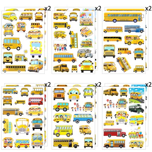 12 Sheet School Bus Temporary Tattoos for Party Favors
