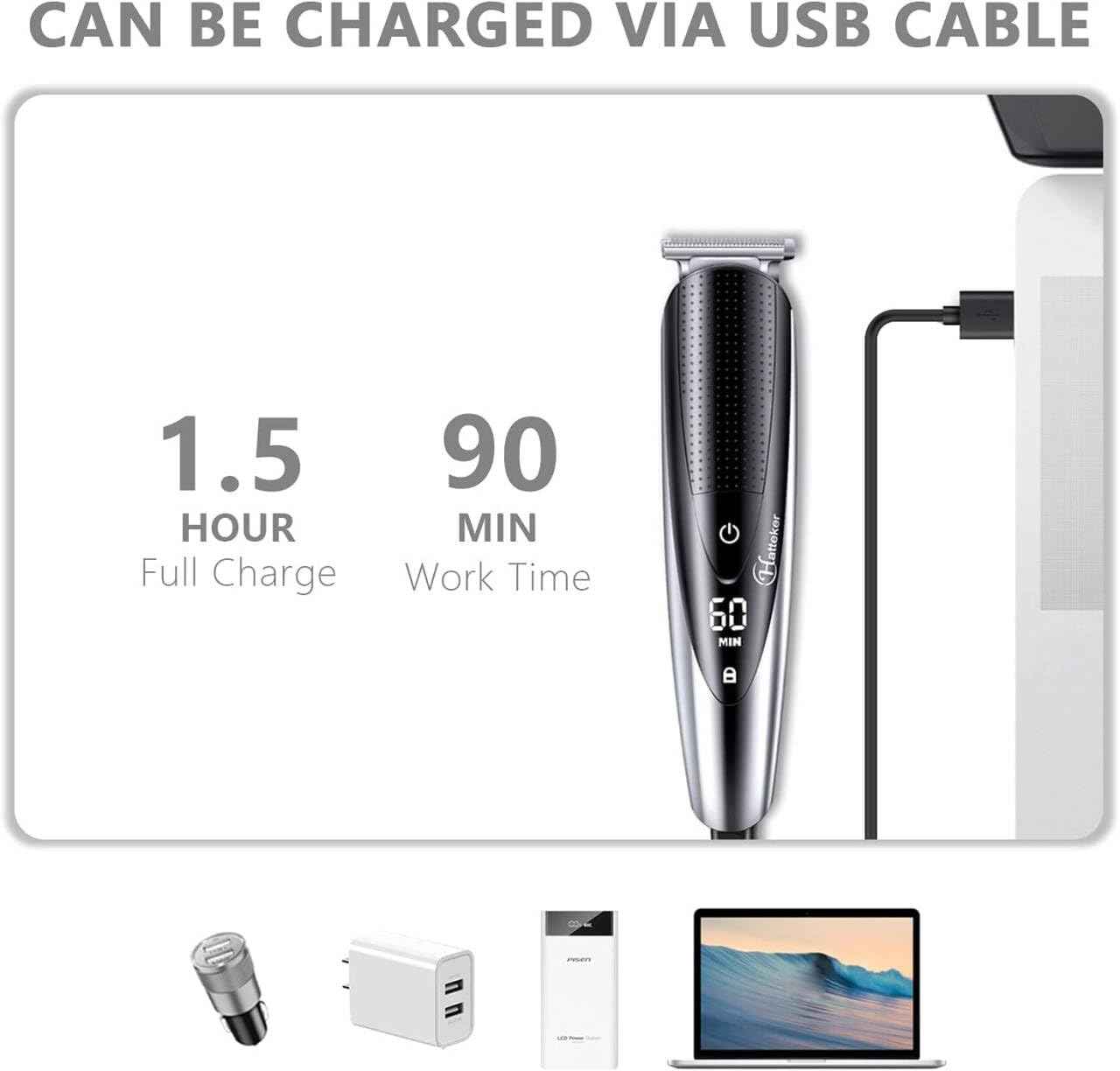 Hatteker Mens Beard Trimmer Grooming kit Hair Trimmer Mustache Trimmer Body Groomer for Nose Ear Facial Hair Cordless Waterproof 5 in 1