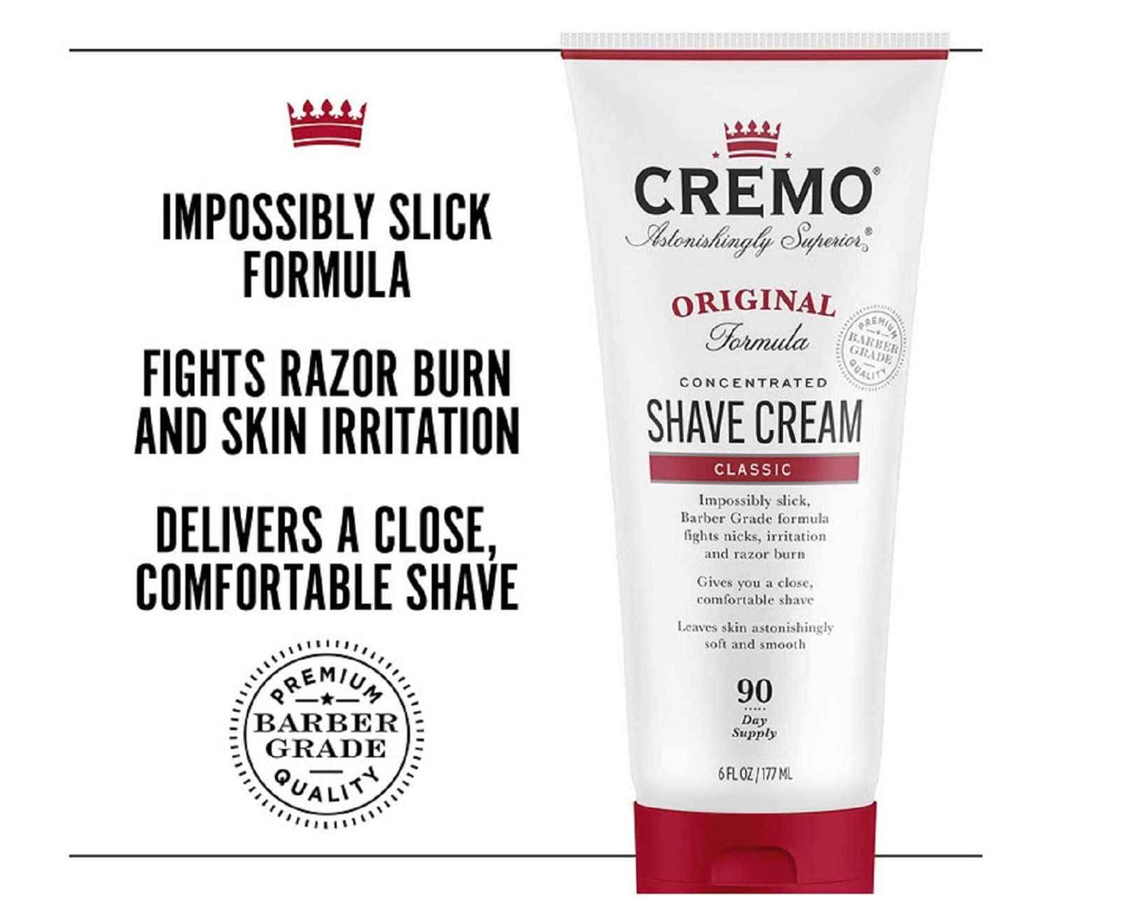 Cremo Barber Grade Original Shave Cream Bundle with Astonishingly Superior Ultra-Slick Formula, 6 Fl Oz (2 Pack)