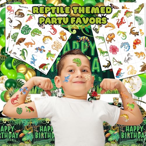 120 PCS Reptile Temporary Tattoos for Kids | Safari Party Favors