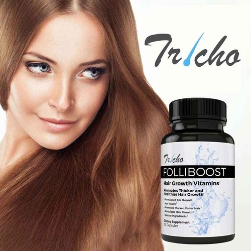 Folliboost Tricho Hair Growth Vitamins - Biotin, Vitamin C, Zinc & Vitamin B12 - Hair Care Capsules for Thicker, Fuller & Healthier Hair - 1 Pack