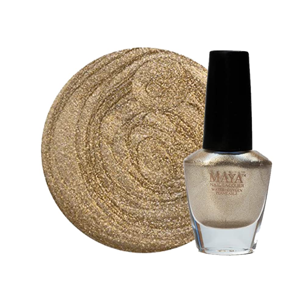 MAYA Cosmetics Halal Breathable Quick Dry Nail Polish, Vegan and Cruelty Free, Oxygen & Water Permeable Nail Lacquer, Non Toxic Gentle On Nails, Gold Digger