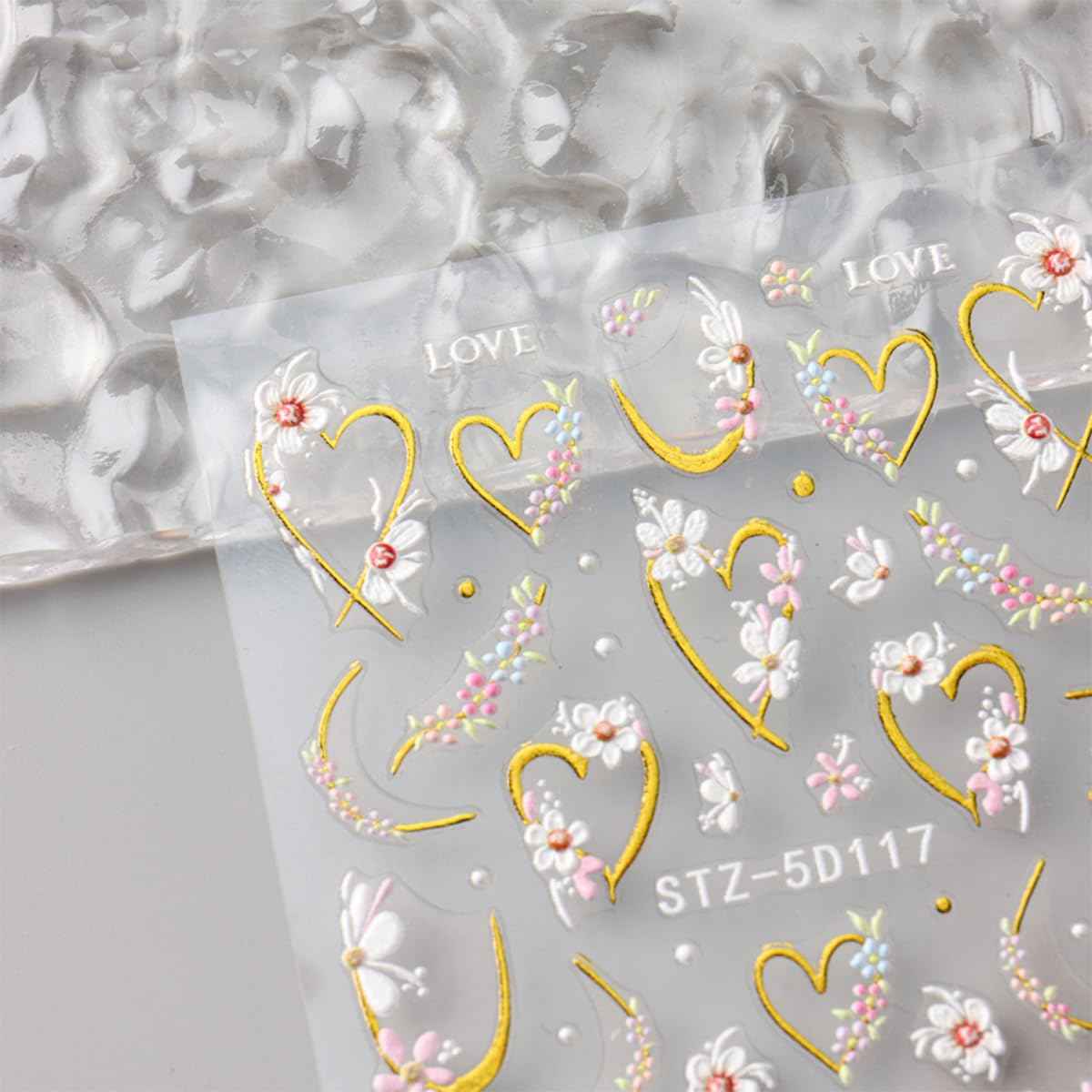 JMEOWIO 3D Embossed Flower Nail Art Stickers Decals Self-Adhesive 5D Spring Summer Floral Nail Supplies Nail Art Design Decoration Accessories 4 Sheets