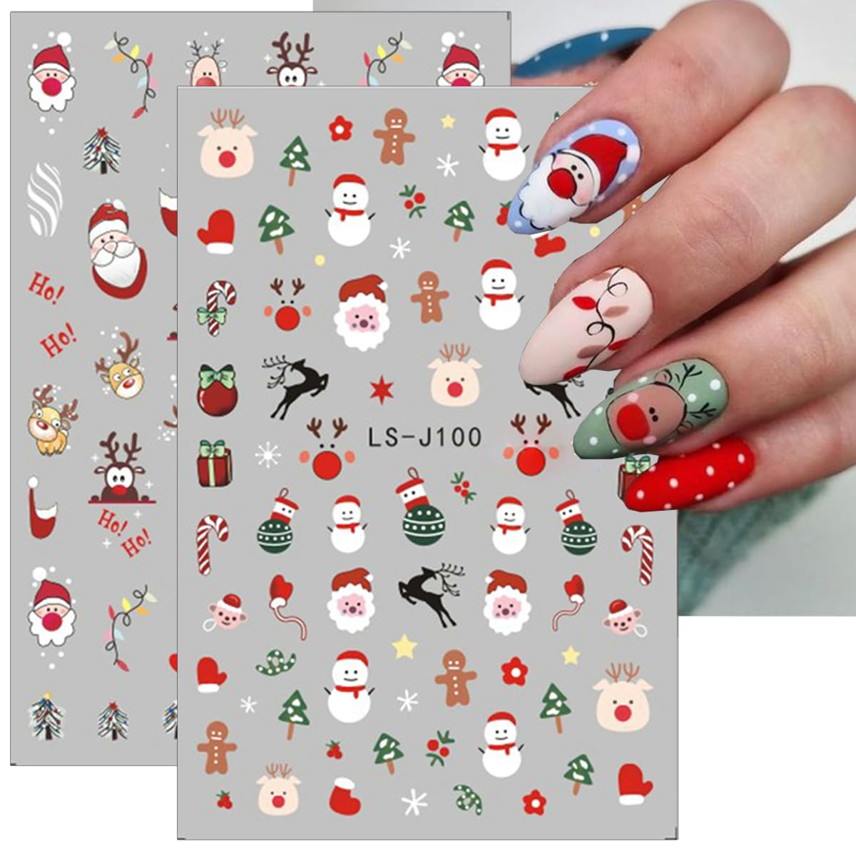 Christmas Nail Stickers for Nail Art 6 Sheet Christmas Nail Art Stickers Santa Claus Reindeer Elk Penguin Snowman Nail Art Design Cute Nail Decals Christmas Nail Decoration for Women Holiday DIY