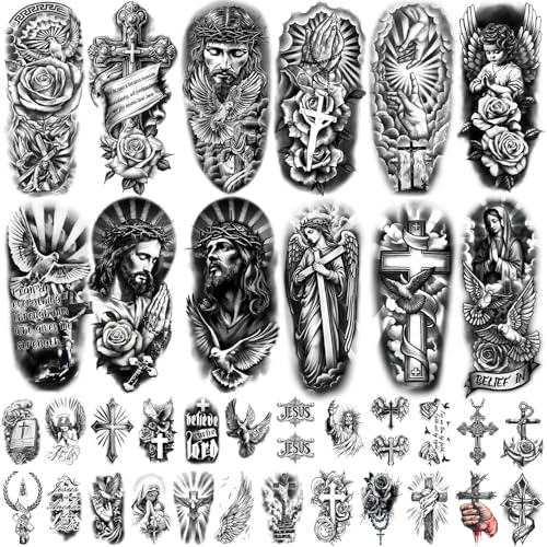 Christian Temporary Tattoos 77 Sheet Realistic Jesus Cross