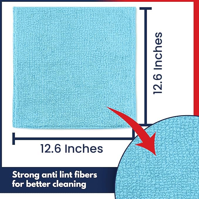 USANOOKS Microfiber Cleaning Cloth - Turq - 12Pcs (12.5x12.5 inch) High Performance - 1200 Washes, Ultra Absorbent Car Towel Traps Grime & Liquid for Streak-Free Mirror Shine - car Washing Cloth