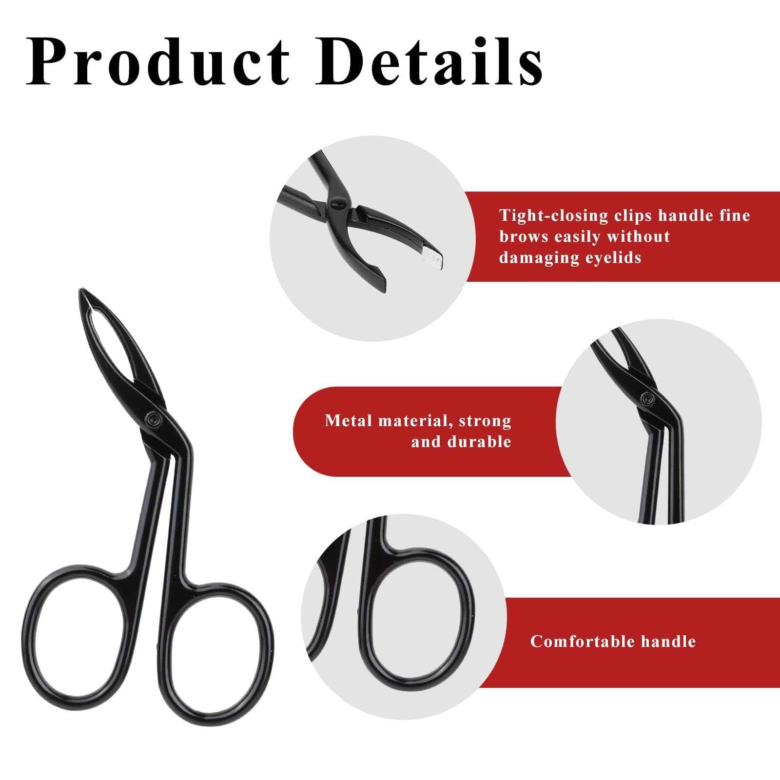 4 Pieces Eyebrow Tweezers Scissor Handle Flat Straight Tip Brow Scissors Remover Slanted Tip Facial Hair Eyebrows Stainless Steel Eyebrow Facial Remover Brow Tweezers for Women Men