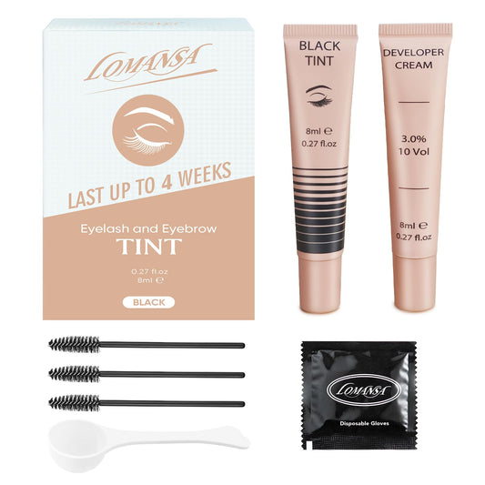 Lomansa Lash Color Kit - Professional Eyelash and Brow Color with Natural Black Effects, Safe & Easy to Use 8ml