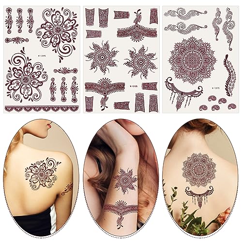 Henna Tattoo Stickers - 6 Sheets Mandala Flower Temporary Tattoos