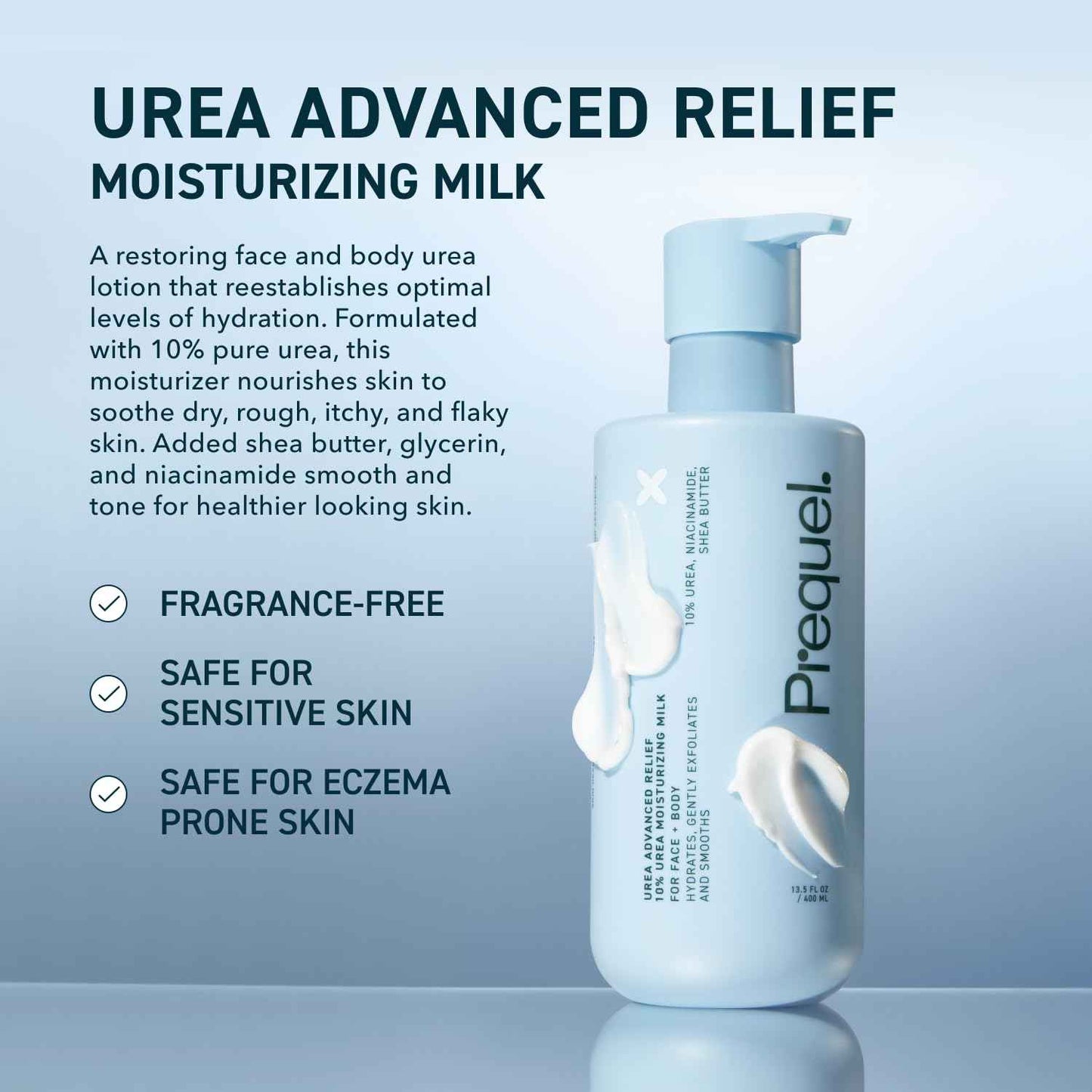 Prequel Skin Urea Advanced Relief Moisturizing Milk, 10% Urea Lotion for Face and Body, Unscented, Hydrating Cream for Extremely Dry Skin, Soothing for Sensitive Skin - 6.75 fluid ounce (Pack of 2)