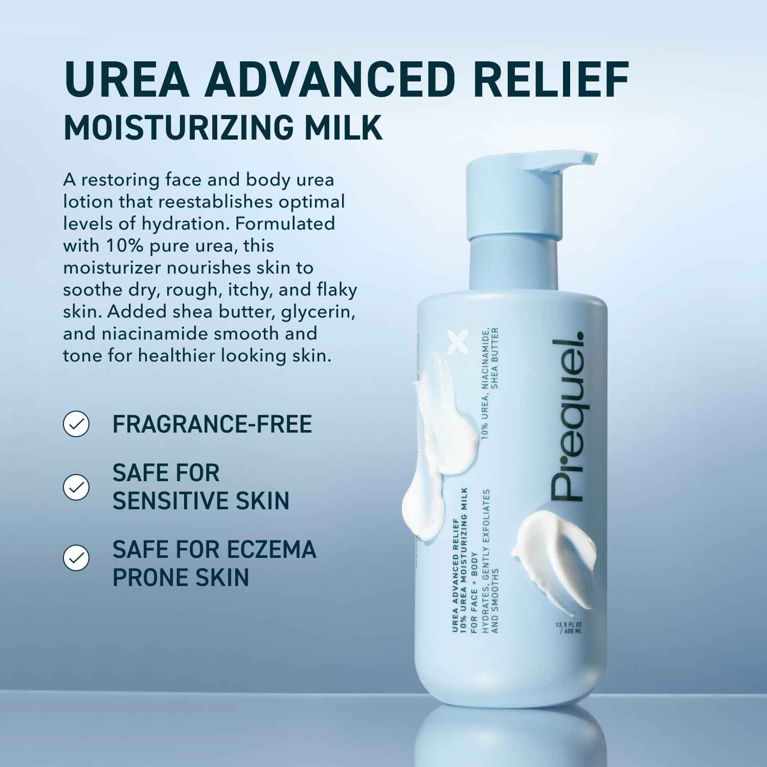 Prequel Skin Urea Advanced Relief Moisturizing Milk, 10% Urea Lotion for Face and Body, Unscented, Hydrating Cream for Extremely Dry Skin, Soothing for Sensitive Skin - 6.75 fluid ounce (Pack of 2)