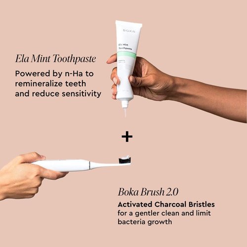 Boka Fluoride Free Toothpaste - Nano Hydroxyapatite, Remineralizing, Sensitive Teeth, Whitening - Dentist Recommended for Adult, Kids Oral Care - Ela Mint Flavor, 4 Fl Oz 3Pk - US Manufactured