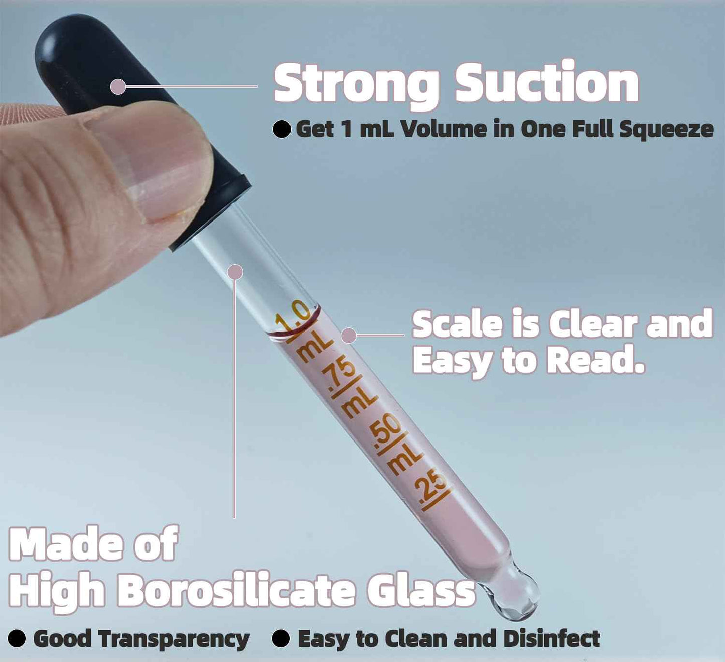 Atdcoek 6 Pack Glass Pipette Dropper with Brush - Bent & Straight Tips, 1 ml Eye Droppers for Essential Oils, Lab, Crafts, Measuring and Transferring Liquids