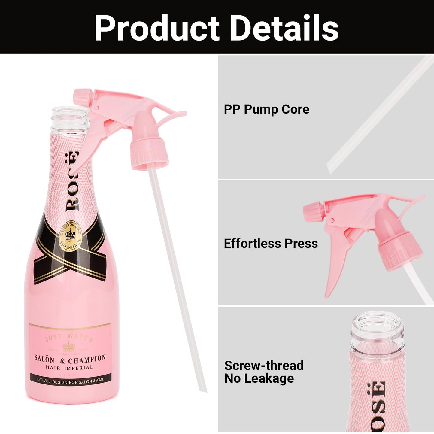 Segbeauty Continuous Spray Bottle, 11.8oz Adjustable Plant Mister Spray Bottle for Cleaning, 350ml Refillable Empty Spray Bottle, Pink Plastic Fine Mist Sprayer Water Spray Bottle for Hair Planting