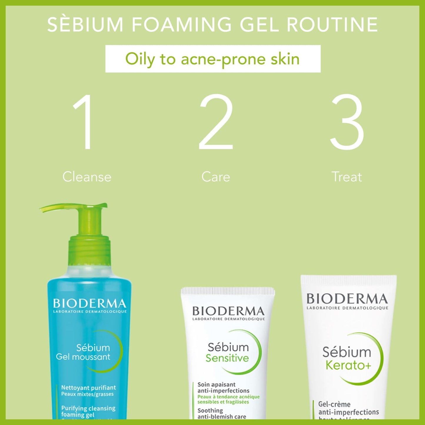 Bioderma Sébium Foaming Gel Pump, Cleansing and MakeUp Removing, Skin Purifying for Combination to Oily Skin, 6.76 Fl Oz