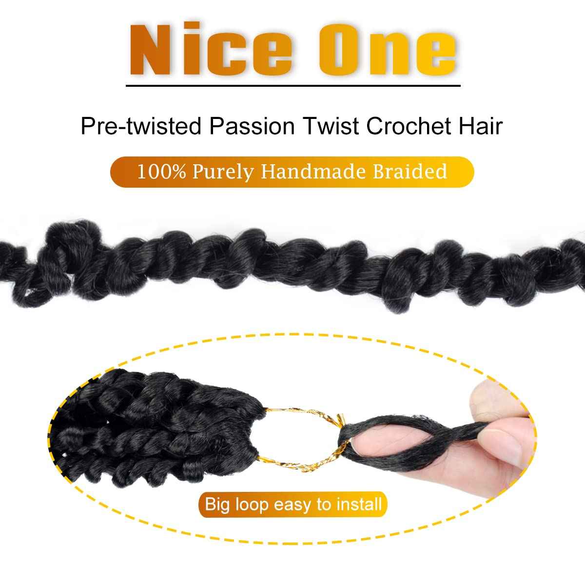 Nice One Long Passion Twist Crochet Hair for Women, Pre-Twisted Passion Twist Hair 24 Inch, 8 Packs Pre-Looped Ombre Brown Passion Twists Braiding Synthetic Hair Extensions (24 Inch (Pack of 8), T30)