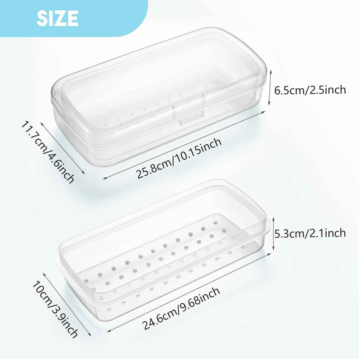 Soiiw Nail Tool Sterilizer Box Plastic,Fully Transparent Sterilization Tray Storage Organizer for Tweezer, Eyelash Extensions, Nail Implement for Esthetician (Large)