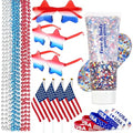 4th of July Patriotic Accessories Set - Glitter Gel, Necklaces & Bracelets