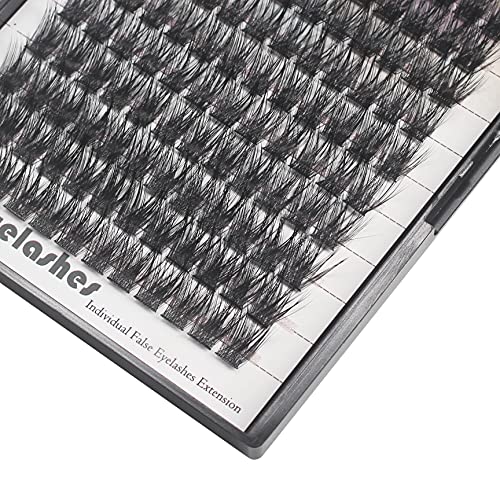 Dedila 120 Clusters Individual False Eyelashes Wide Stem D Curl Handmade Dramatic Black Soft and Light 5D Volume Eye Lashes Extensions Thick Base Women Girls Beauty Tools (10mm)