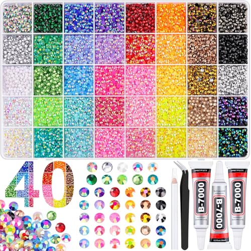50,000 Pcs 3mm Jelly Flatback Rhinestones Bedazzling Kit with B7000 Glue