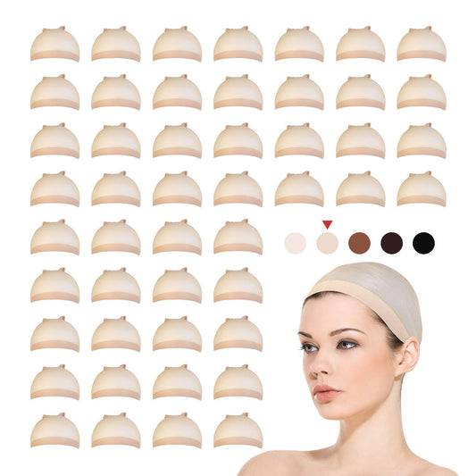 48 PCS! STUDIO LIMITED Perfect Fit Ultra Thin & Expandable Stocking Wig Cap, Each pack contains 2 wig caps (24 pack, Natural Beige)