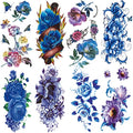 Waterproof Temporary Tattoo Stickers - 8 Sheets Flower & Butterfly Designs