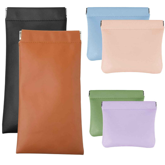 6 PCS Pocket Cosmetic Bag, Small Pocket Makeup Bag for Women Snap Closure Organizer Pouch Portable No Zipper Waterproof Leather, Mini Travel Storage Bag for Cosmetics Jewelry Headphone(6 color 3 size)