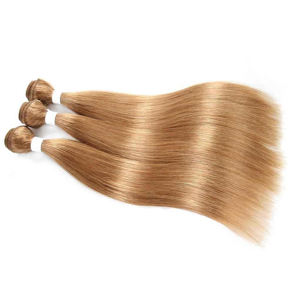 ijoy Straight Honey Blonde Bundles 95g Human Hair Bundle Dirty Blonde Brazilian Virgin Hair Weave 1 Bundle for Chic Boho 16 Inch