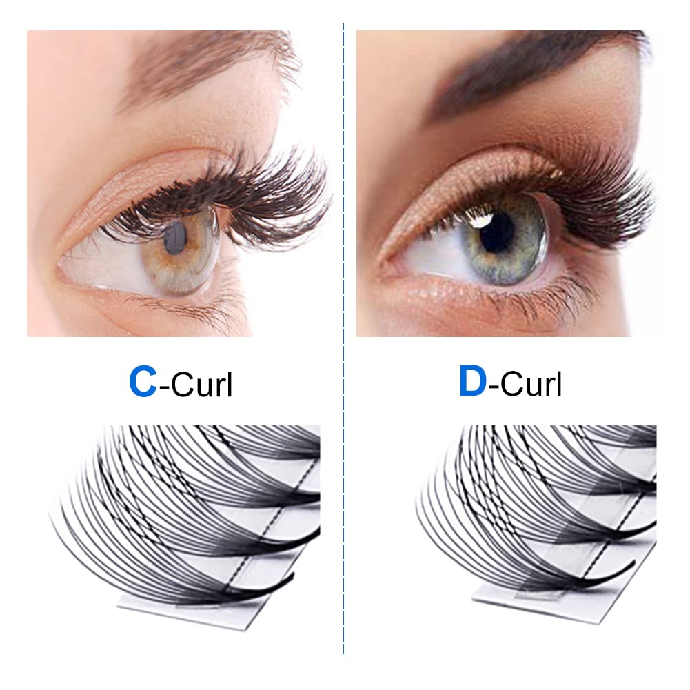 Volume Lash Extensions 10D 12D Premade Fans Eyelash Extensions 0.07mm Thickness 14-20mm Mixed C/D Curl Short Stem Premade Volume Eyelash Extensions Pointed Base Fans