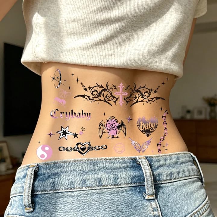 Y2K Temporary Tattoos - 3 Sheets Waterproof Fake Tats