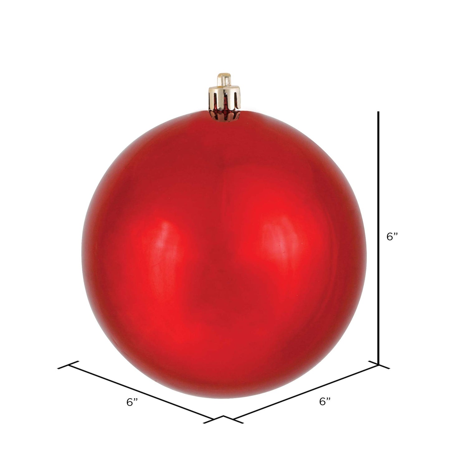 Vickerman 6" Red Shiny Ball Ornament - Red - 4-Pack - Holiday Decorations - Red Christmas Decorations - UV Resistant - Shatterproof Ornament - Reliable and Durable