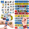 Police Party Favors Set - 96 Pc Kit with Slap Bracelets & Tattoos