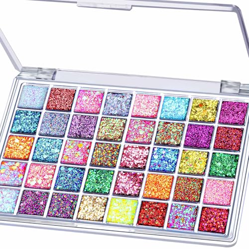 Fandamei 40 Colors Face Glitter Gel - No Glue Needed