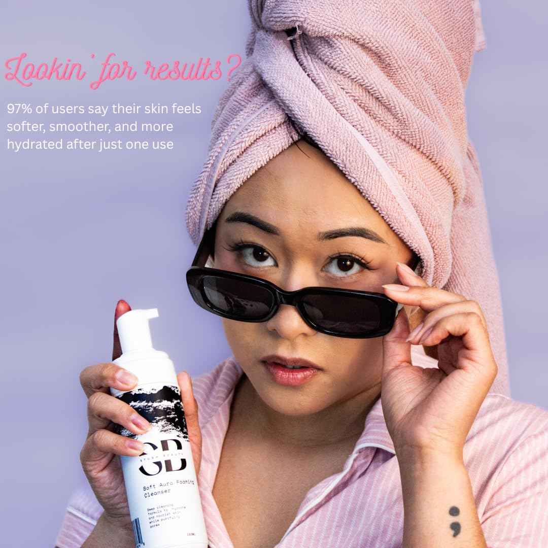 Stush Beauty Soft Aura Foaming Cleanser, Gentle Vegan Face Wash with Rose Water + Chamomile + Lactic Acid, Hydrating for Sensitive Skin & All Skin Types, Sulfate Free, Non-Drying