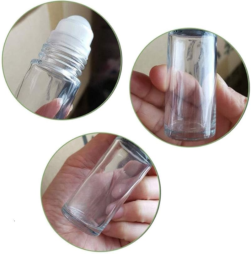 2Pcs 30ml Glass Essential Oil Roller Bottles with Funnel