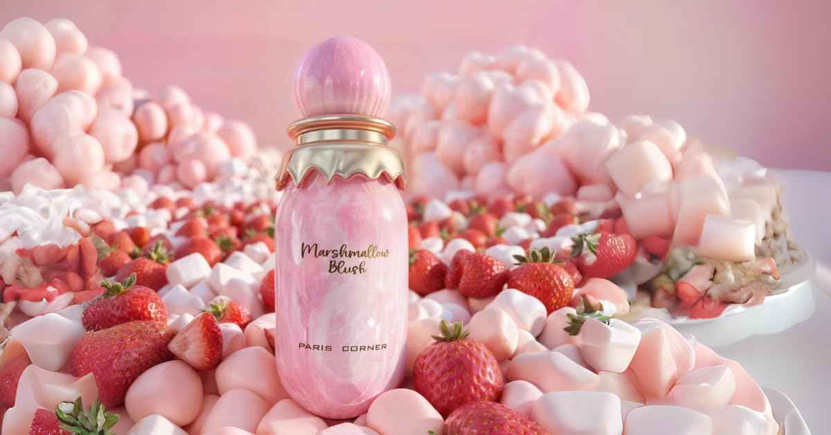 Paris Corner | Marshmallow Blush EDP | A Unique Gourmand Marshmallow Strawberry Perfume for Women | Long-Lasting Sweet Scent Fragrance for Daily Use (3.4 Fl Oz)