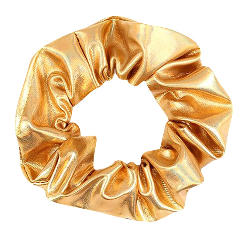 OTYOU 6 Pack PU Leather Dance Hair Scrunchies Gold Stamping Scrunchy Bobbles Elastic Hair Bands Ties Hair Accessories Wrist Band Cosplay Show for Women Girls (Gold)