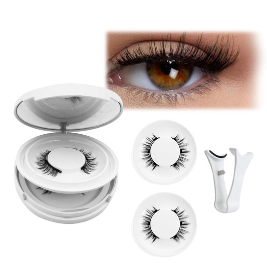 Krafty Magnetic Eyelashes,Krafty Co Magnetic Lashes,Reusable Lashes Natural Look No Glue or Liner Needed,Magnetic Eyelashes with Applicator(Natural 2 Pair)