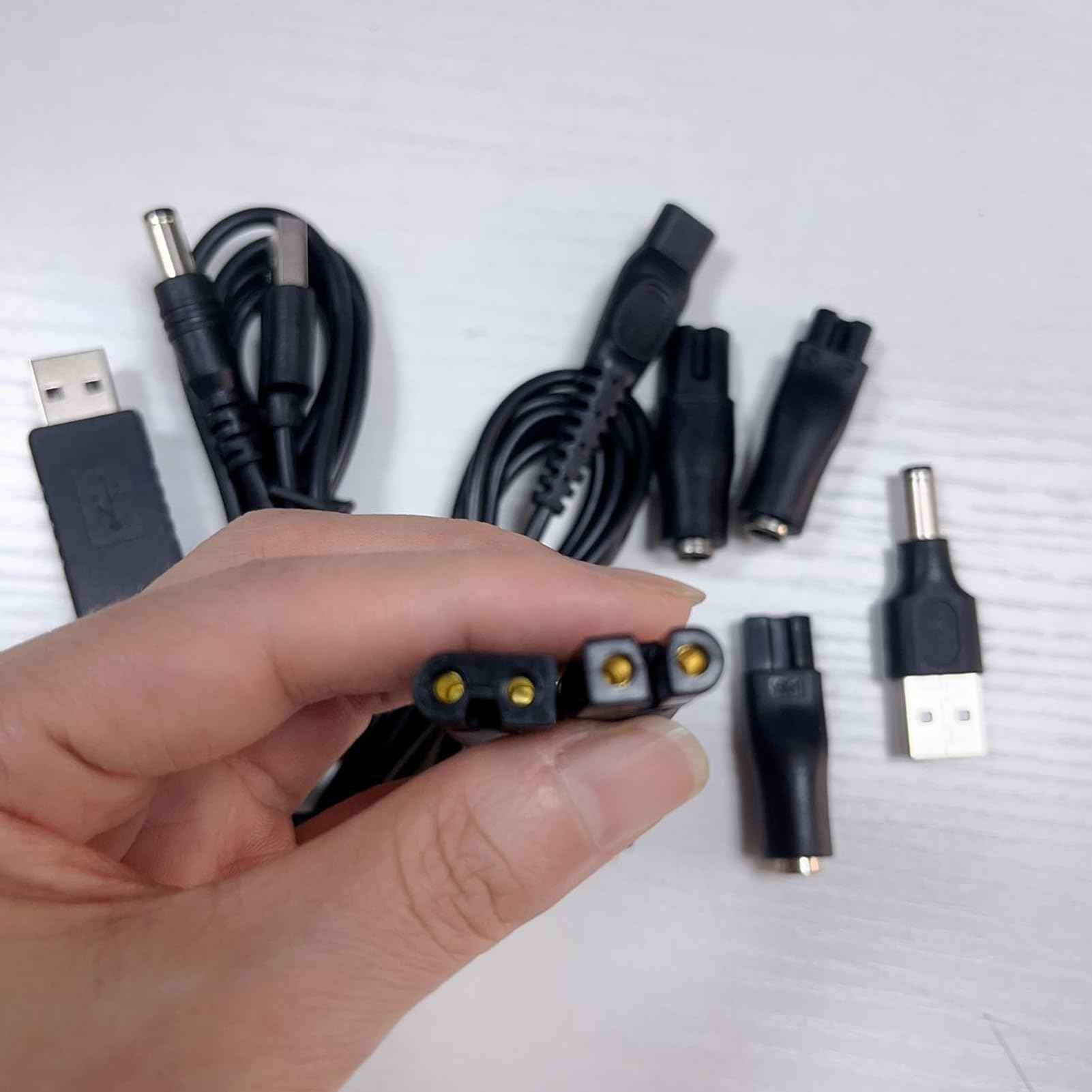 SEEHOM 9 PCS Replacement USB Charger Cable Set,Compatible with 5V Electric Hair Clippers Trimmers Shavers Beauty Tools Lamps & More Includes HQ8505 USB Cable and 6 Plug Adapters