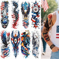 8 Sheets Independence Day Temporary Tattoo, 4th of July Patriotic Sleeve Tattoo, American Flag Fake Tattoos, Red White and Blue Party Supplies, Labor Day, Memorial Day, USA Flag