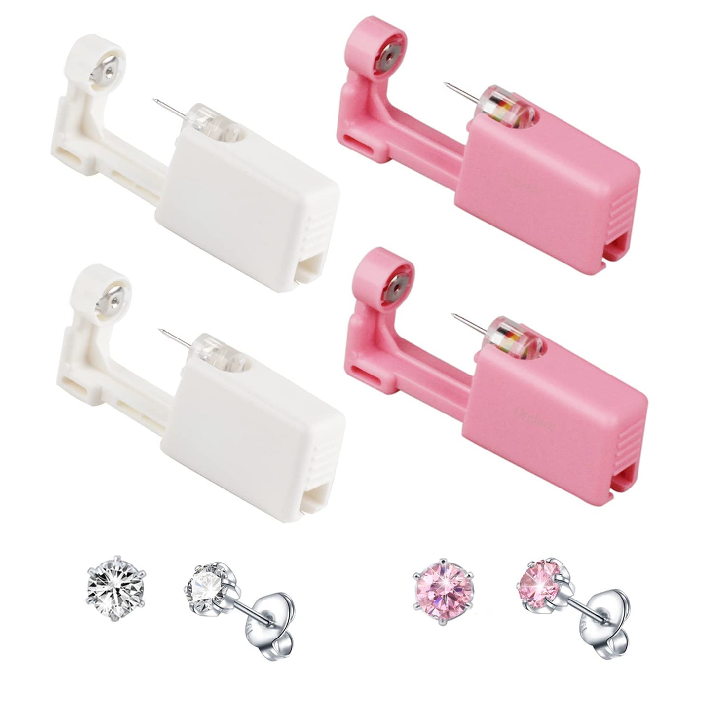 Orglace Ear Piercing Kit Disposable Self Ear Piercing Kit Safety 4 Pack Ear Piercing Gun Kit Tool with 5mm Earring Studs