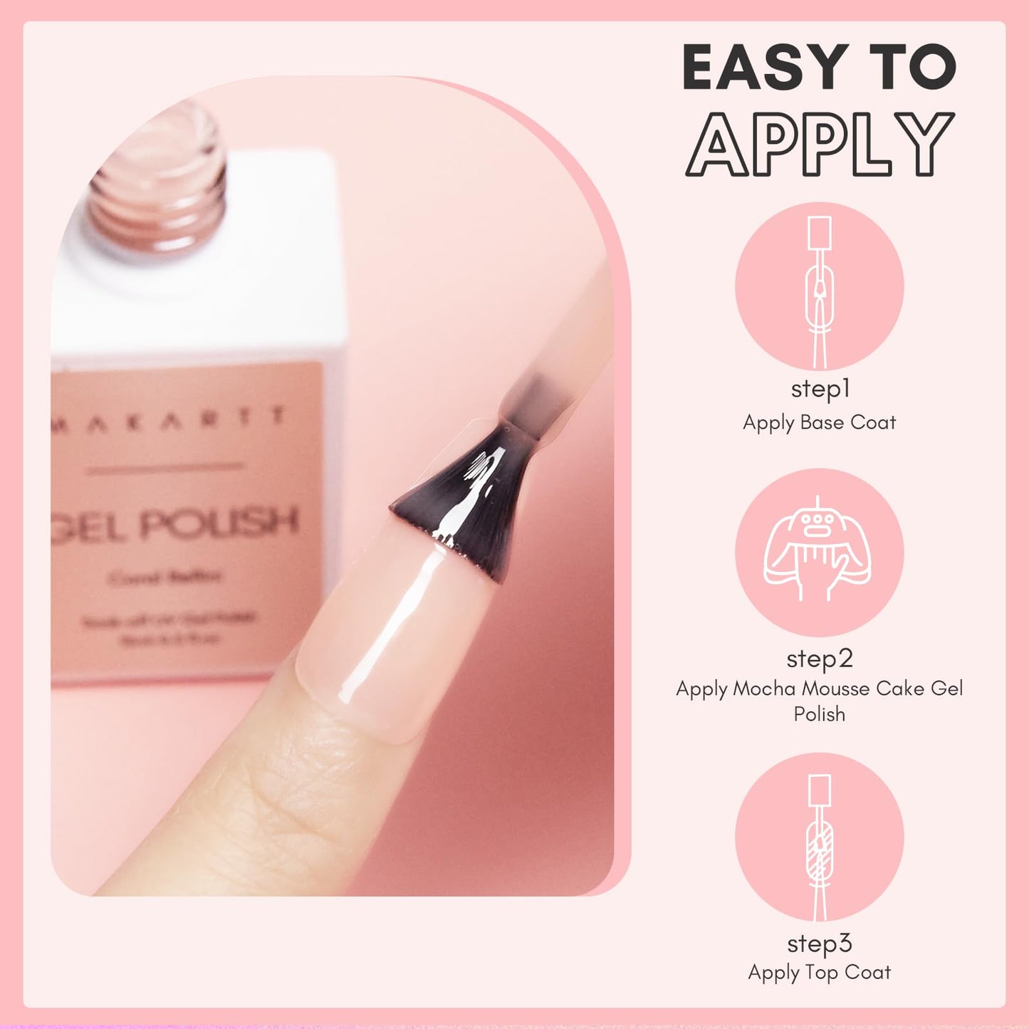 Makartt Gel Nail Polish, Natural Nude Jelly Mocha Mousse Cake Gel Polish Spring 15ML Soak Off UV LED Gel Polish Set Manicure DIY Nail Art Designs Home Salon-Coral Bellini