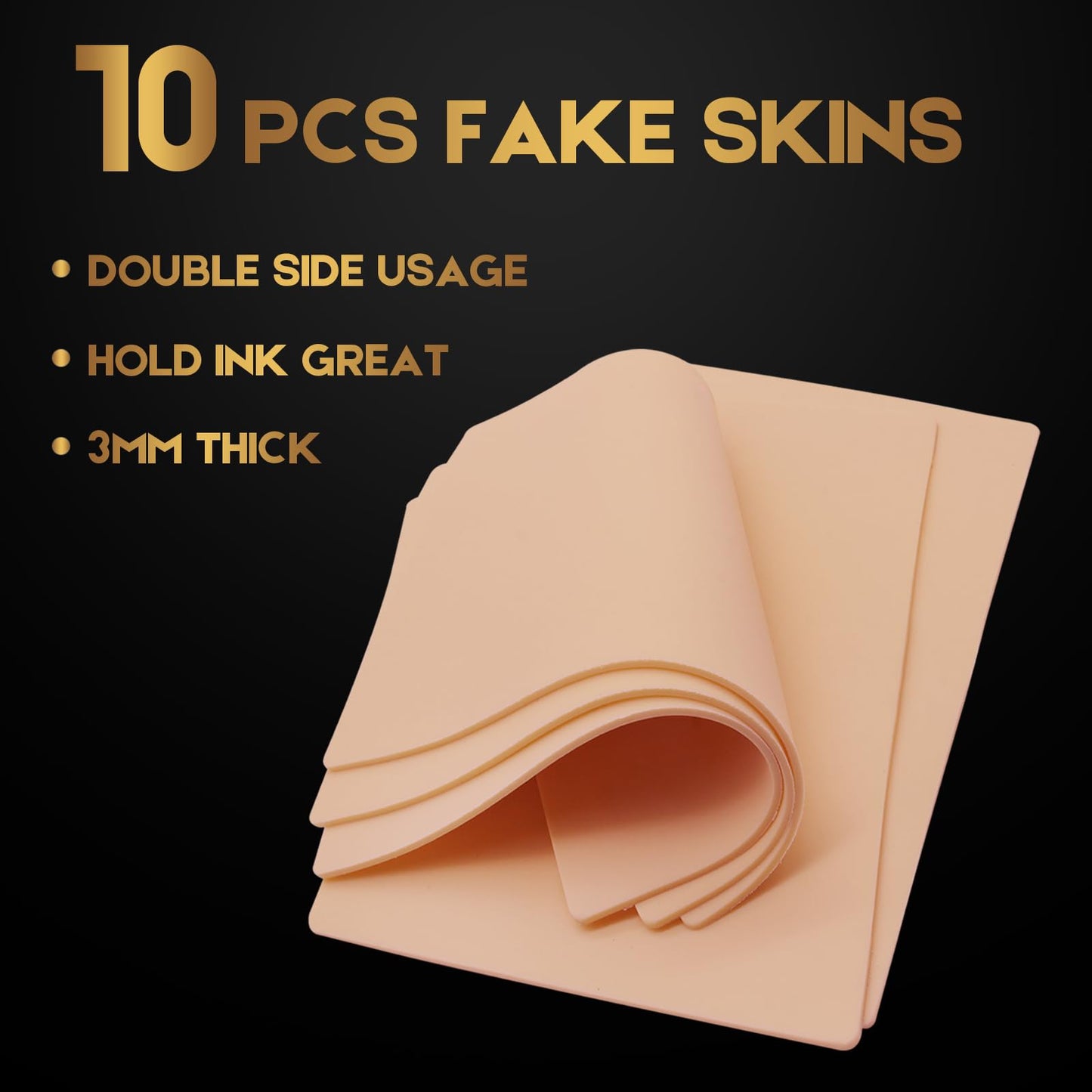 3MM Tattoo Practice Skin - Jconly 10Pcs Double Sides Thick Fake Skin Tattoo Skin for Practicing, 8×6 in Soft Practice Skin for Beginners and Experienced Tattoo Artists……