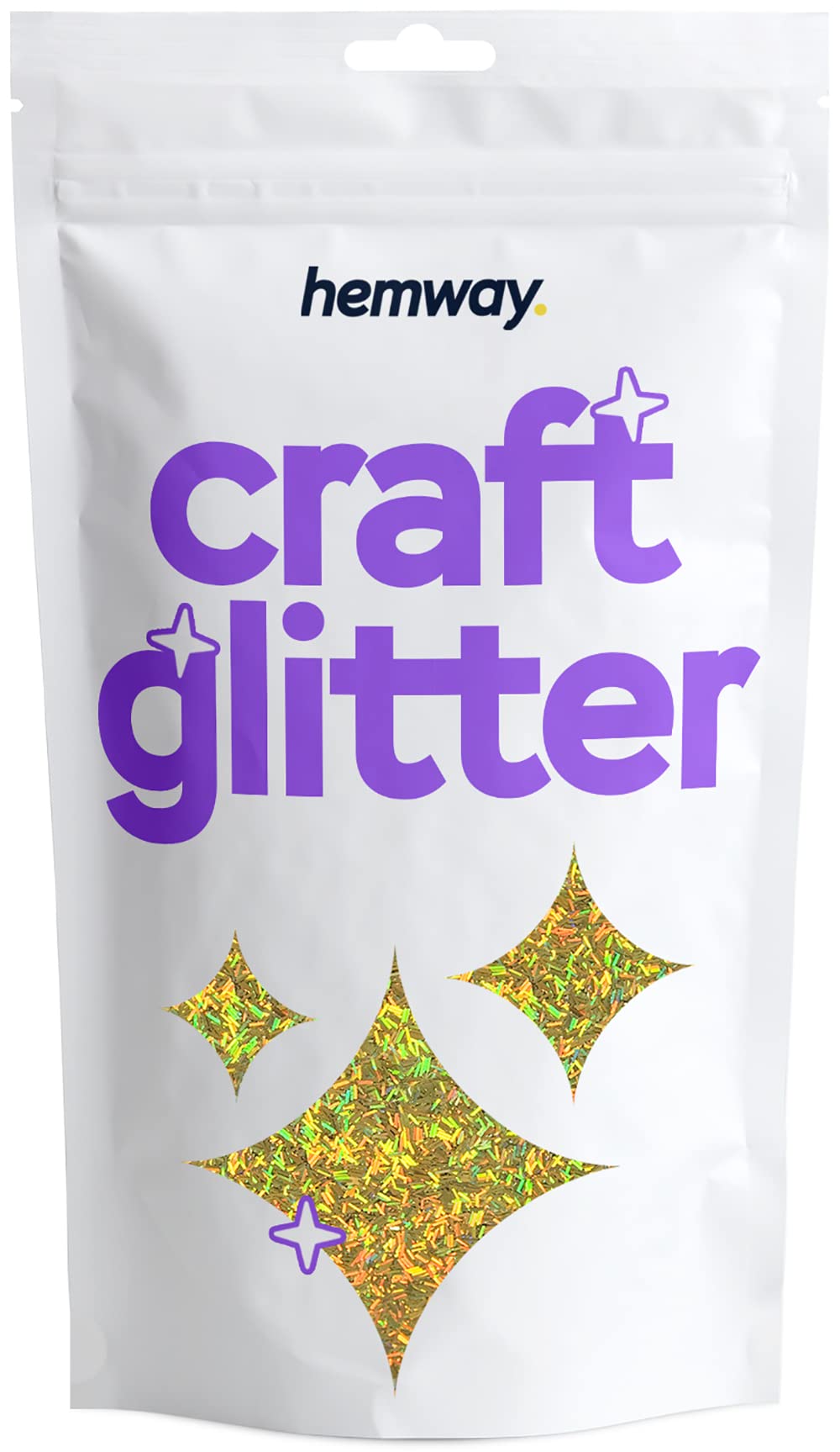 Hemway Shaped Craft Glitter Crystal Flakes for Arts and Crafts, Tumblers, Scrapbooks, Glass and Resin Moulds 100g / 3.5oz - Shaped (0.3mm x 1.5mm) Gold Holographic Fibre Stands